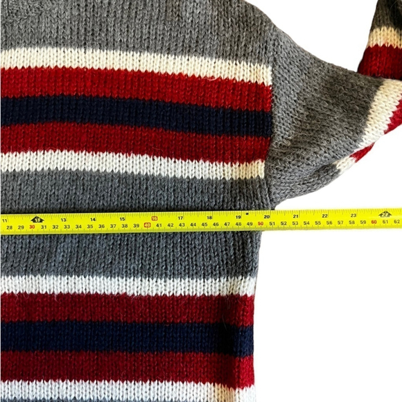 Kismet Striped Knit Mock Neck Sweater - Medium Red Grey Navy White Cozy - Picture 10 of 10